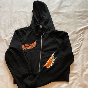 Badwood twin flame cropped zip up